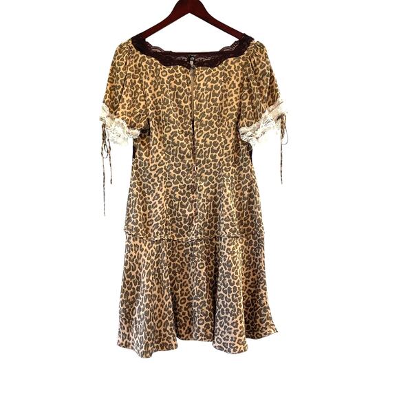 Free People Jos Animal Print Lace Satin Mini Slip Dress Sz Medium NEW (No Tags) - Picture 5 of 9